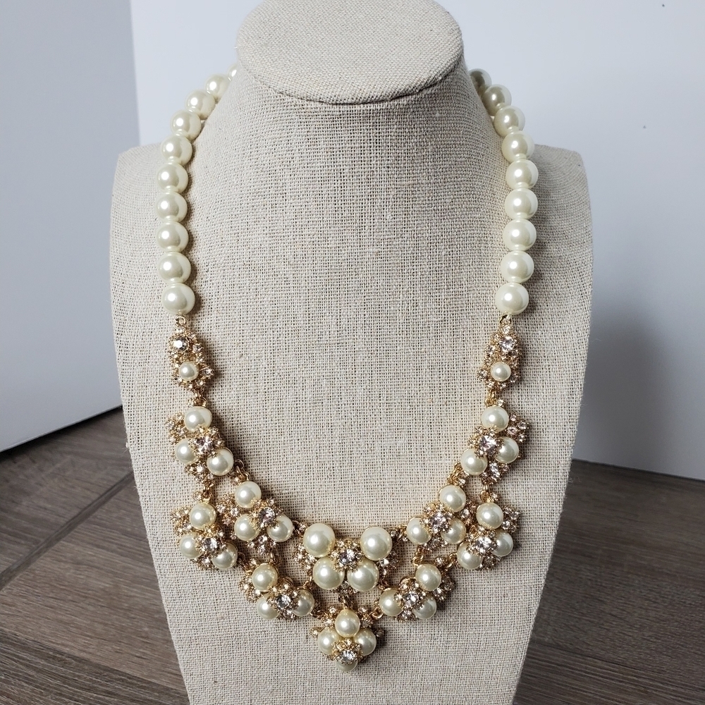 CHARTER CLUB GOLD WHITE‎ PEARLS RHINESTONES NECKLACE BIRTHDAY PARTY - Picture 5 of 11